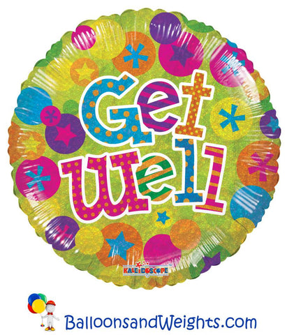 18 Inch Get Well Dots Holographic Foil Balloon