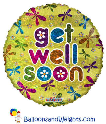 18 Inch Get Well Bugs Hollographic Foil Balloon