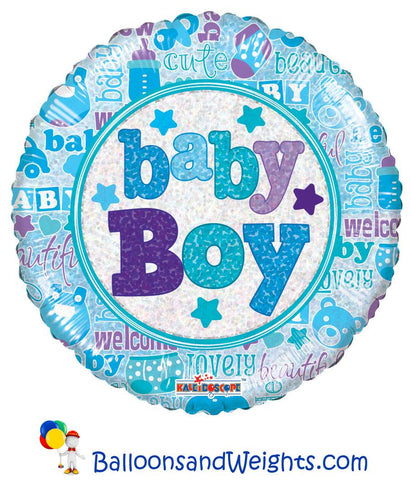 18 Inch Baby Boy Holographic Foil Balloon