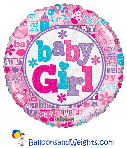 18 Inch Baby Girl Holographic Foil Balloon