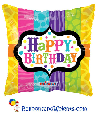 18 Inch Animal Print Birthday Gellibean Foil Balloon | 100 pc