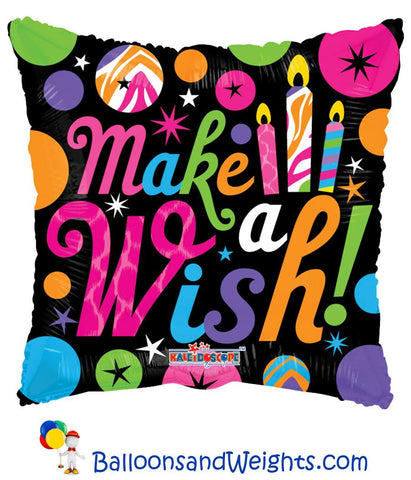 18 Inch Make A Wish Black Foil Balloon | 100 pc