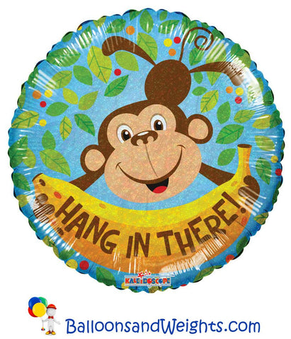 18 Inch Hang In There Monkey Holographic Foil Balloon