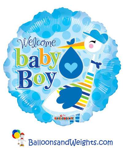 18 Inch Baby Boy Stork Foil Balloon