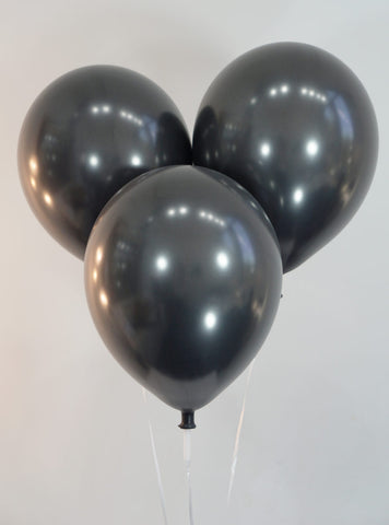 12 Inch Metallic Black Latex Balloons | 144 pc bag